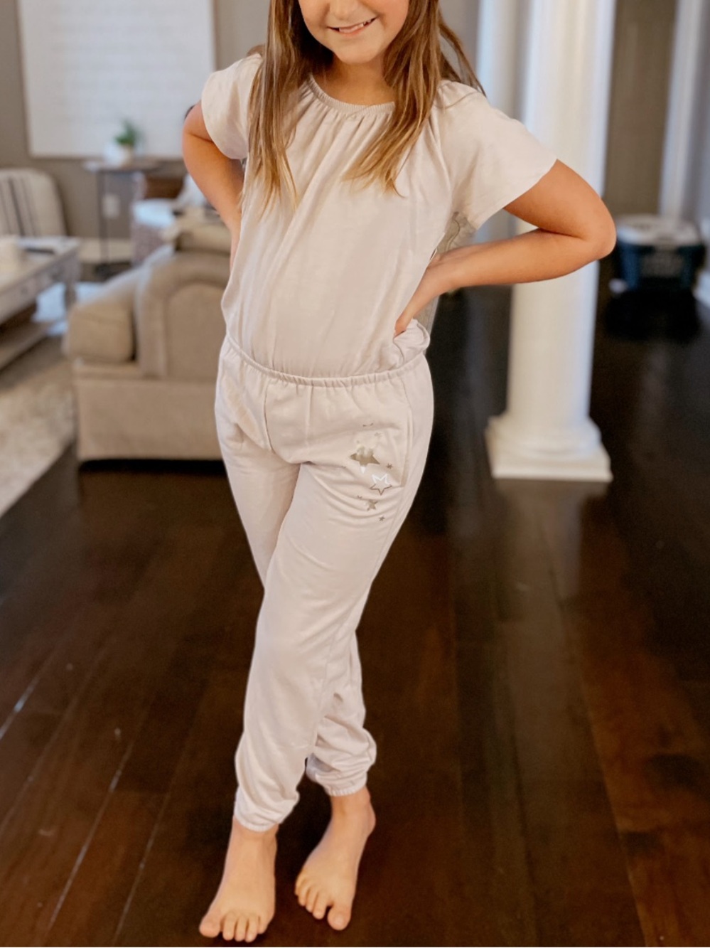 Girls Light Purple Jumpsuit with Star Detail